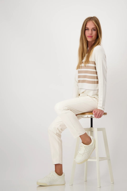 Cream Top With Striped Pattern