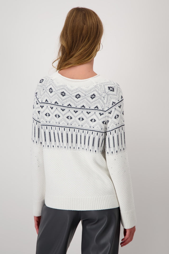 Off-white Knit Jumper With Grey Pattern