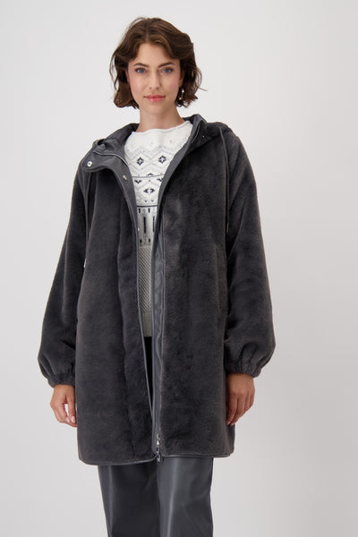 Dark Grey Faux Fur Coat