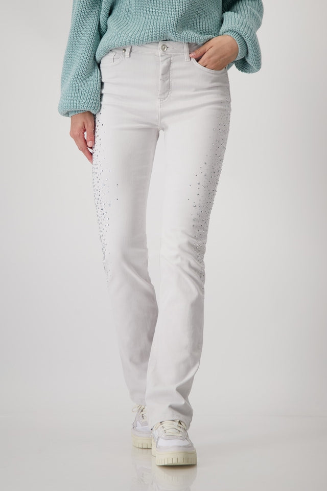 Light Grey Jeans With Gemstones