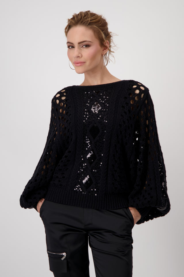 Black Knit Jumper With Sequins