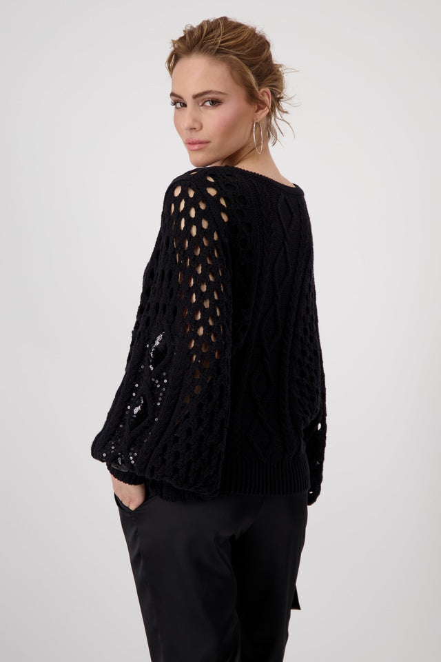 Black Knit Jumper With Sequins