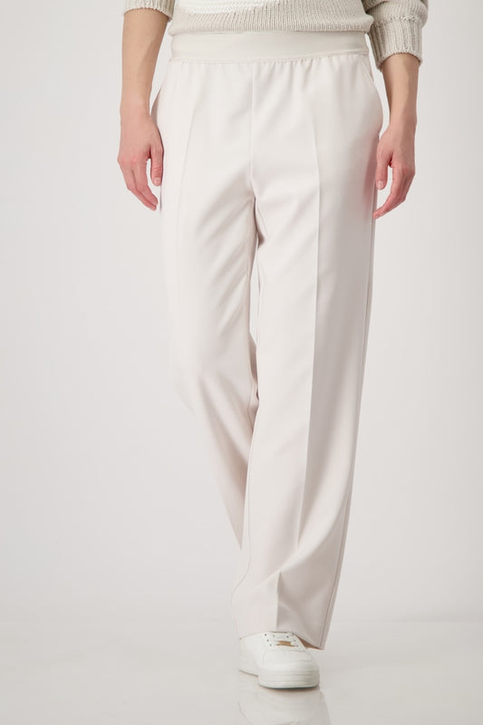 Cream Trousers With Elastic Waist