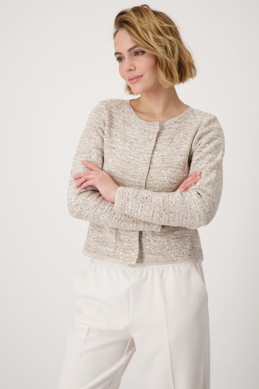 Camel Knit Cardigan With Sequins