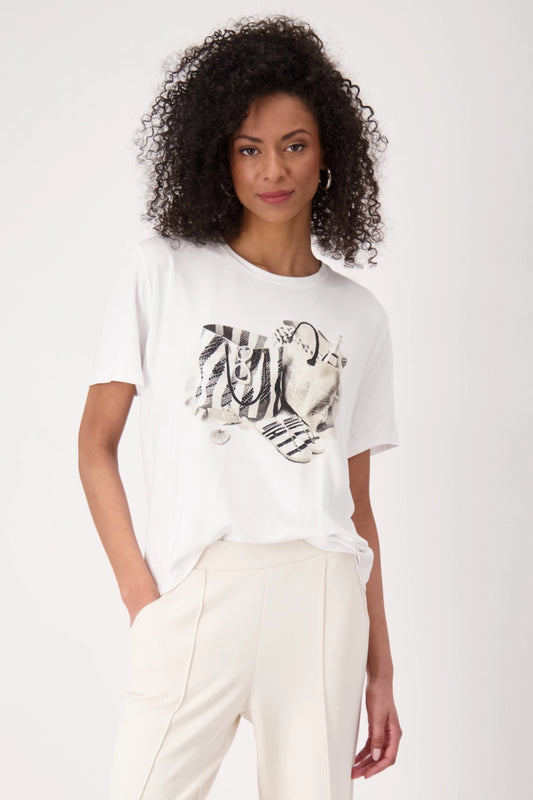 Cream Top With Print Bag