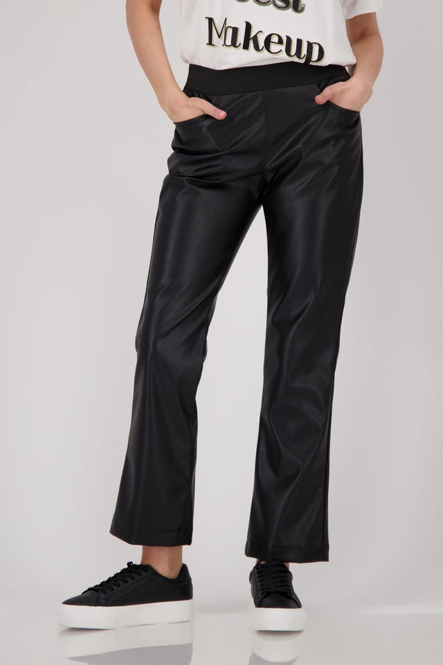 Straight-leg Black Leather Trousers