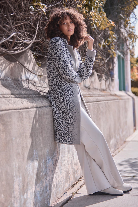 Knitted Coat With Leopard Pattern