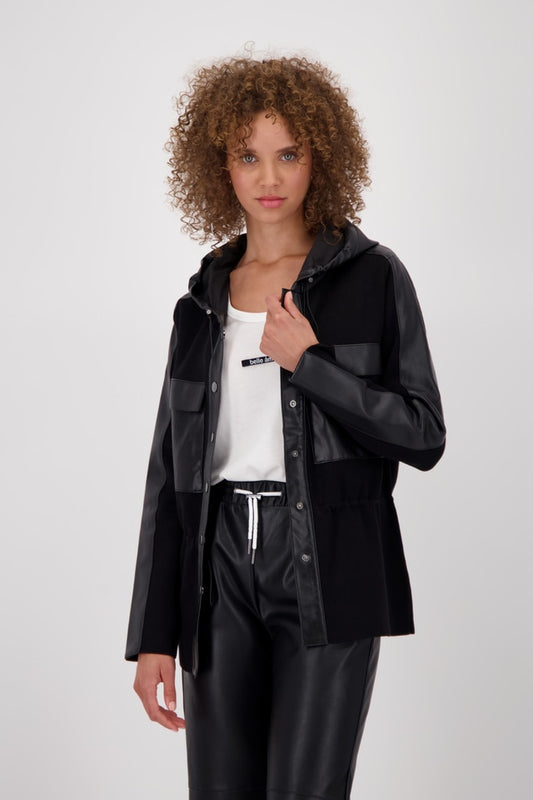 Black Faux Leather Cardigan