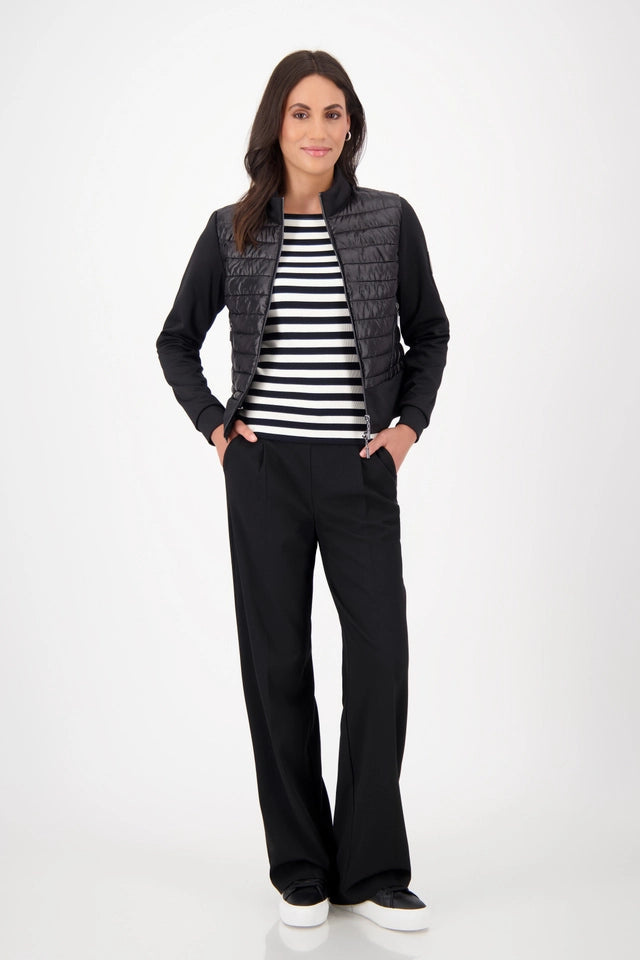 Black Quilted Jacket With Neoprene