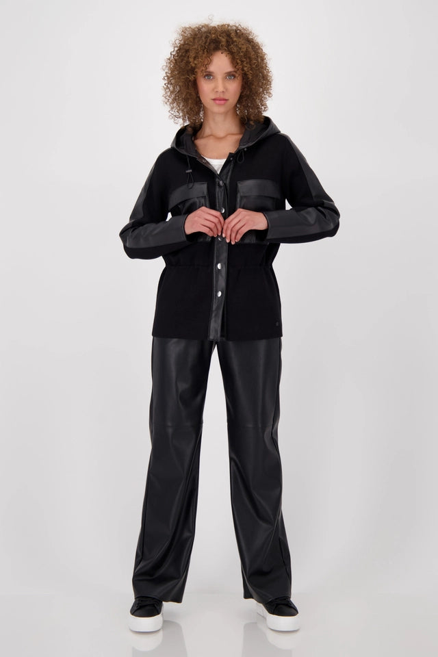 Black Faux Leather Cardigan
