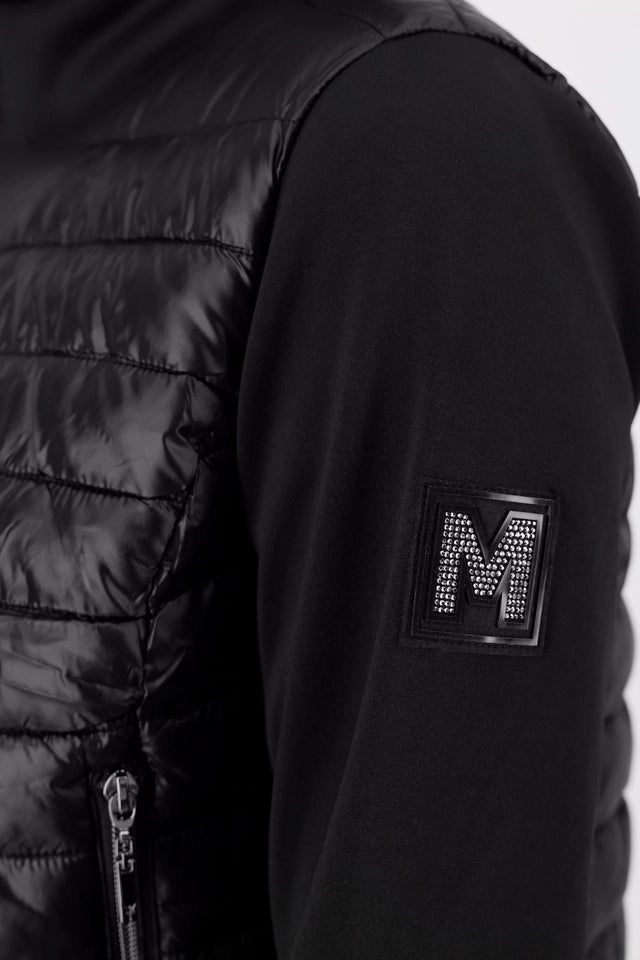 Black Quilted Jacket With Neoprene