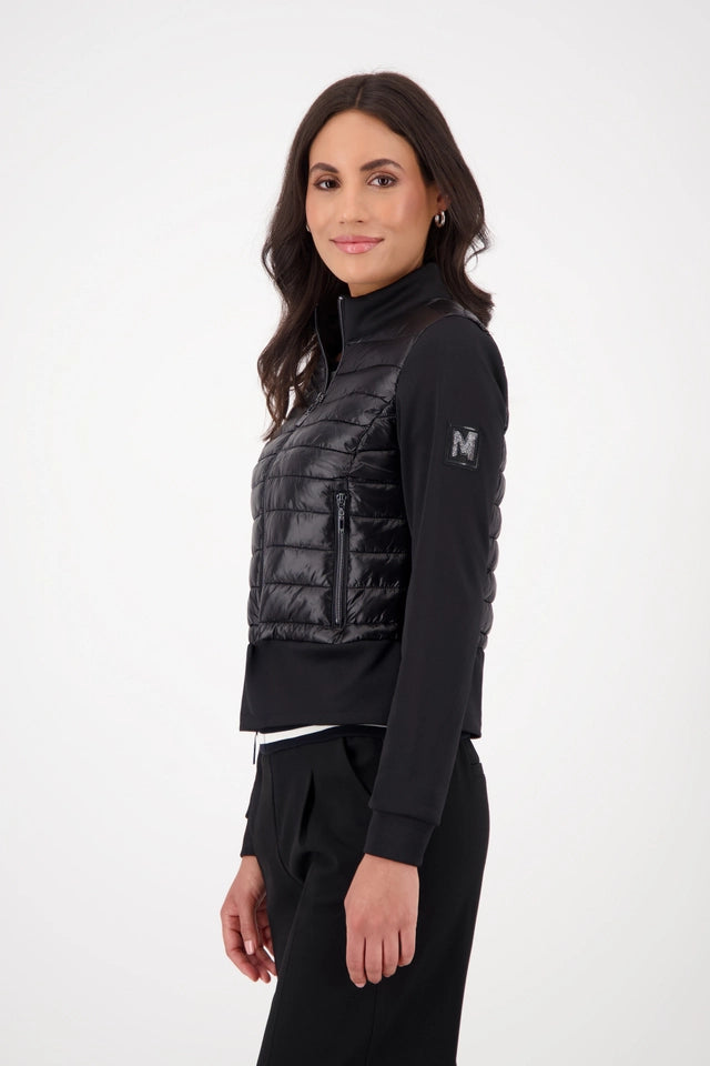 Black Quilted Jacket With Neoprene