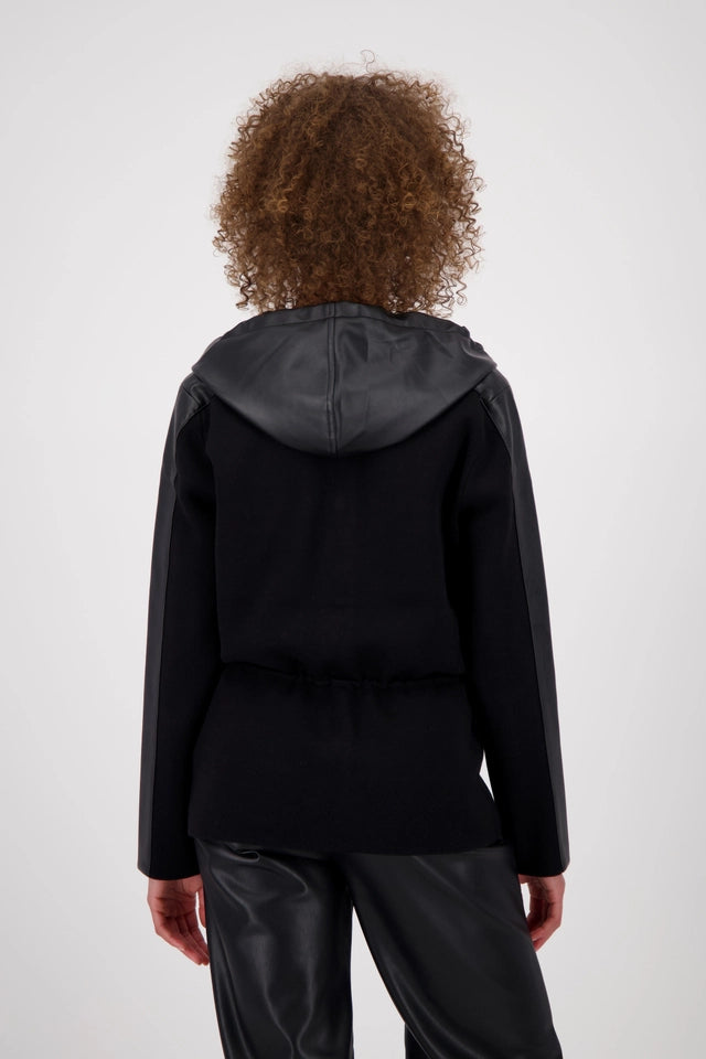 Black Faux Leather Cardigan