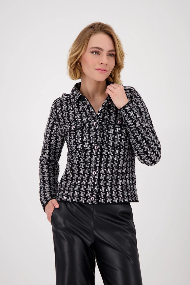 Cardigan With Houndstooth Pattern