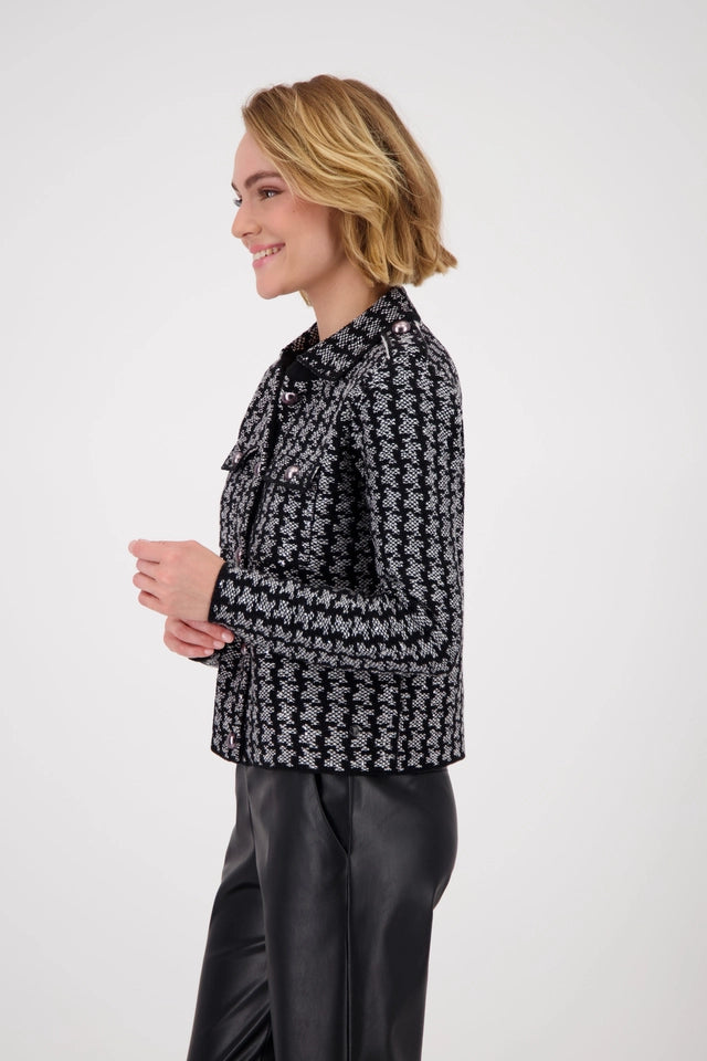 Cardigan With Houndstooth Pattern