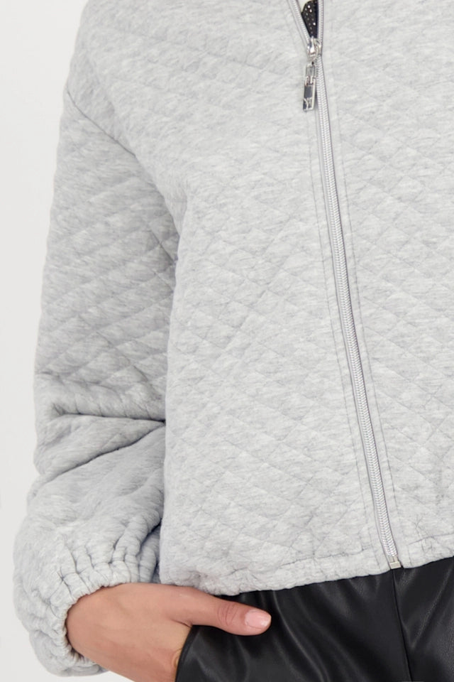 Quilted Grey Jacket With Pockets