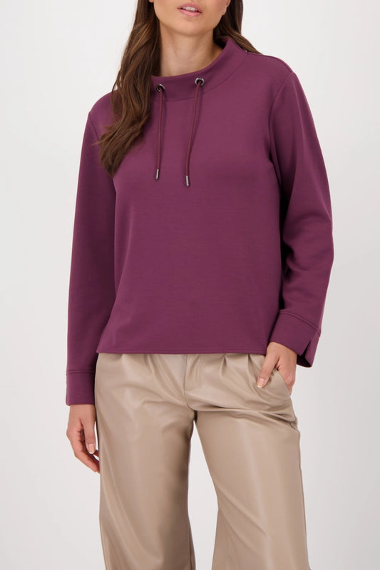 Sweatshirt  Bordeaux With Stand-up Collar