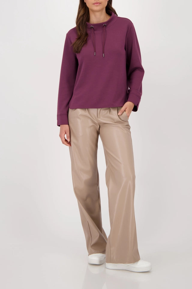 Sweatshirt  Bordeaux With Stand-up Collar