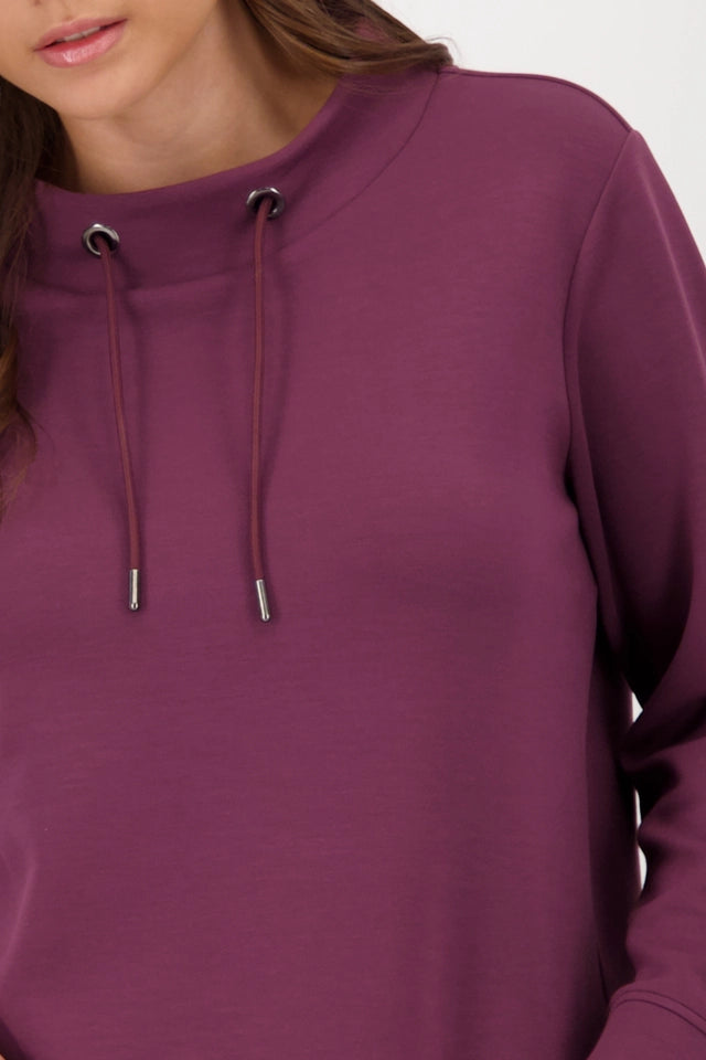 Sweatshirt  Bordeaux With Stand-up Collar