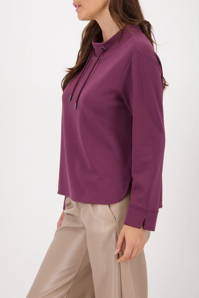 Sweatshirt  Bordeaux With Stand-up Collar