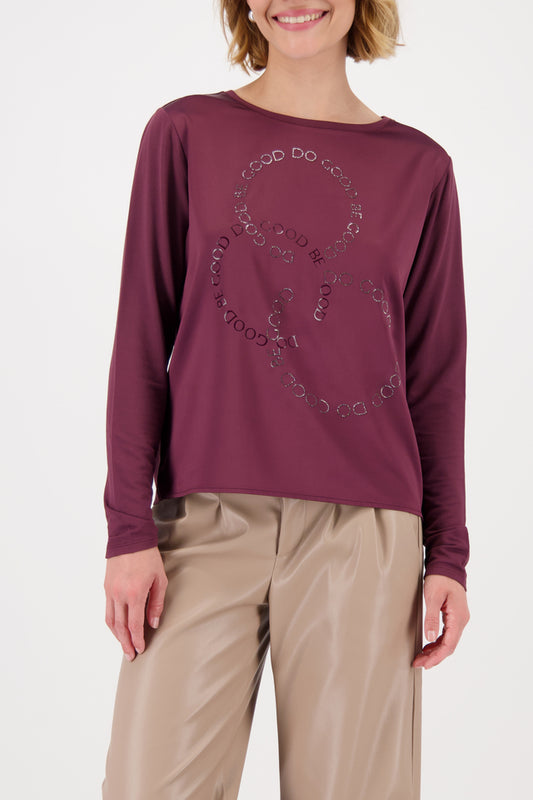 Burgundy Satin-look Shirt-blouse