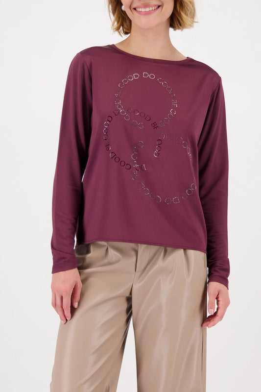 Satin-look Bordeaux Shirt-blouse