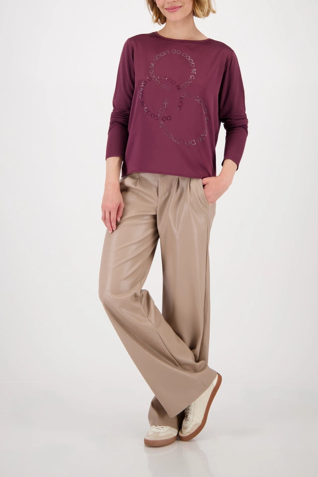 Satin-look Bordeaux Shirt-blouse