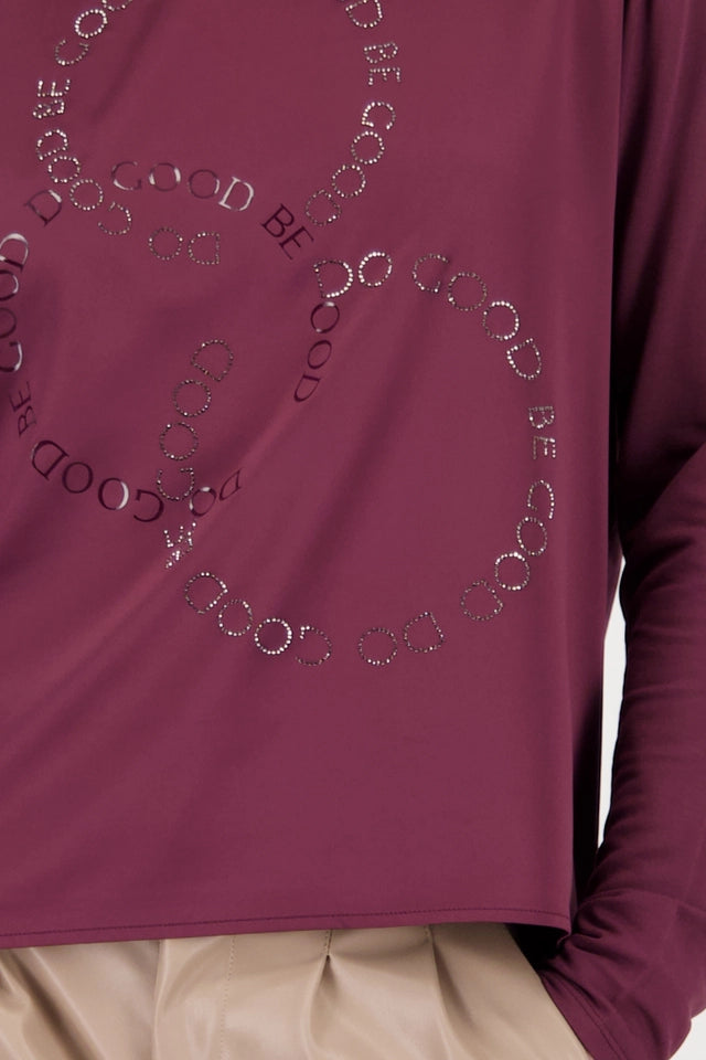 Satin-look Bordeaux Shirt-blouse
