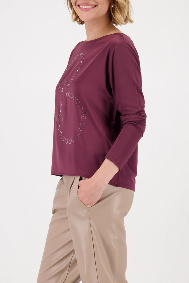 Satin-look Bordeaux Shirt-blouse