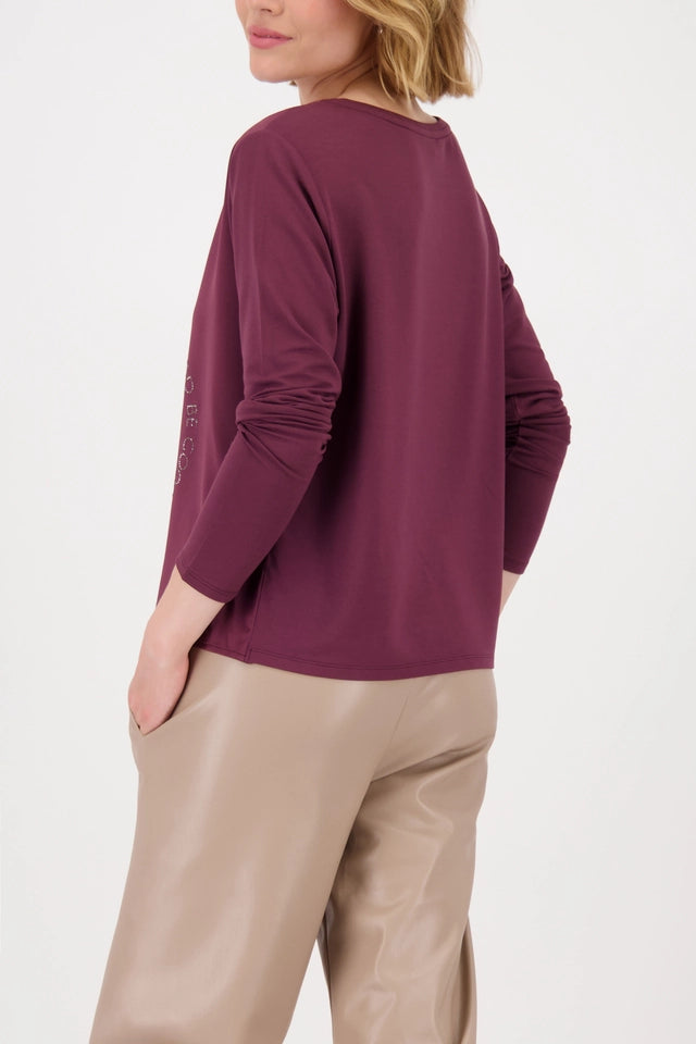 Satin-look Bordeaux Shirt-blouse