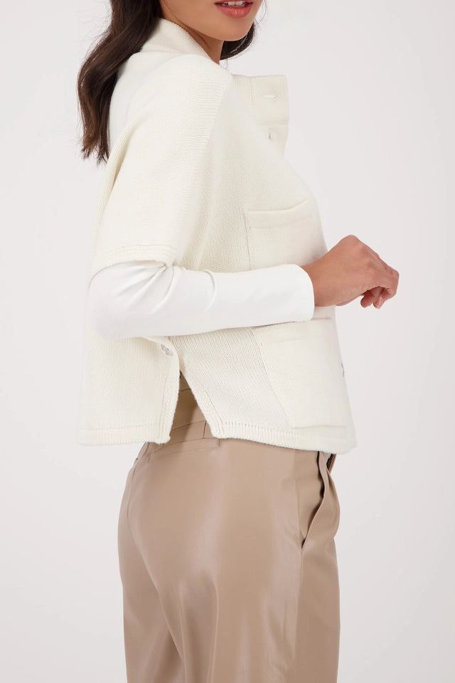 Oversize Knitted Cape With Stand-up Collar