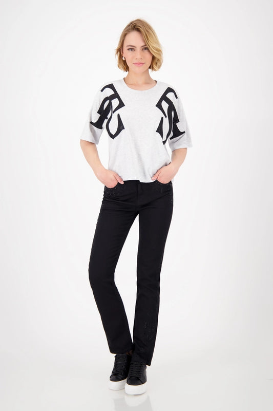 Straight Leg Jeans With Embroidery