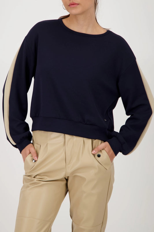 Long-sleeved Navy Shirt With Stripes