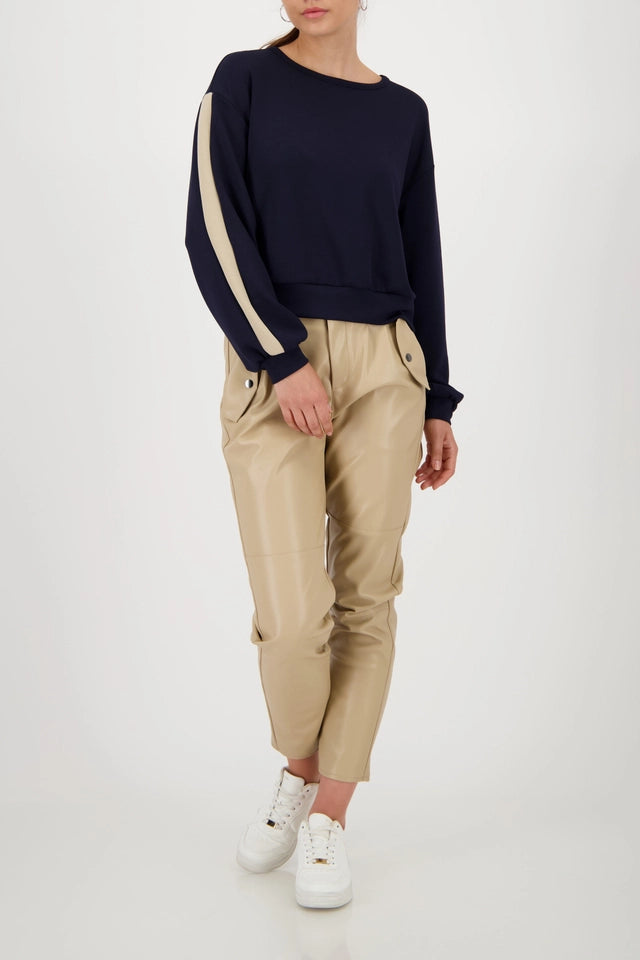 Long-sleeved Navy Shirt With Stripes