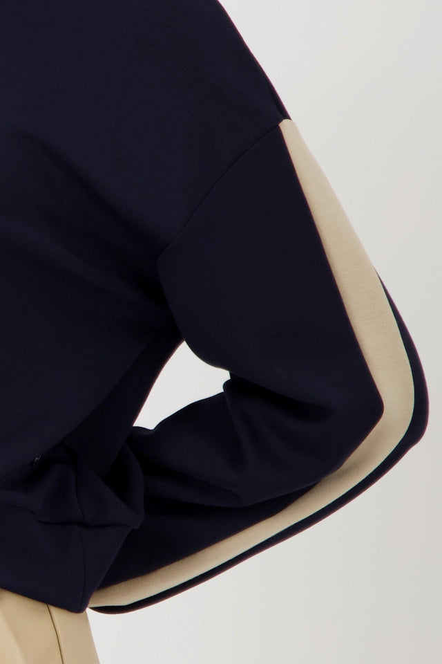 Long-sleeved Navy Shirt With Stripes