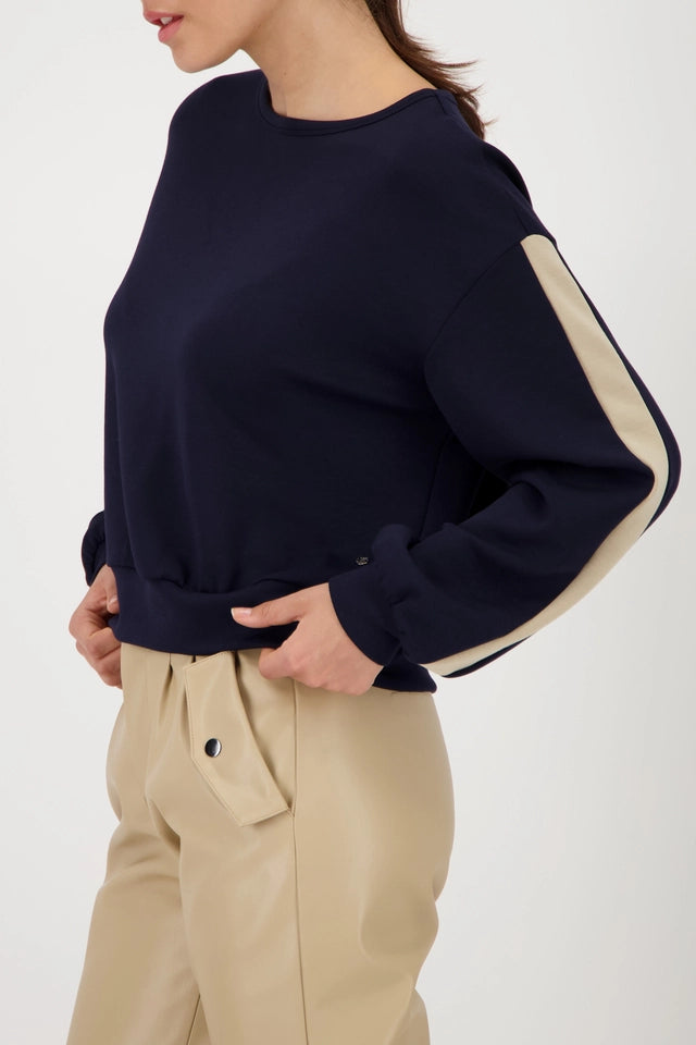 Long-sleeved Navy Shirt With Stripes