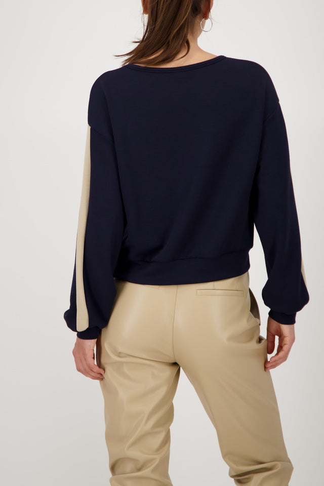 Long-sleeved Navy Shirt With Stripes