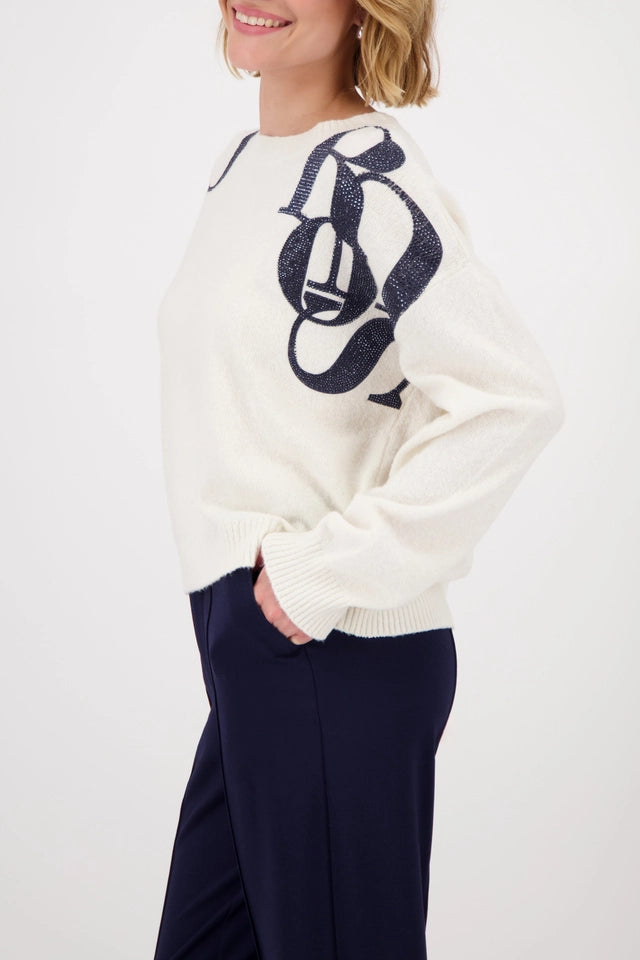 Knitted Jumper With Printed Lettering
