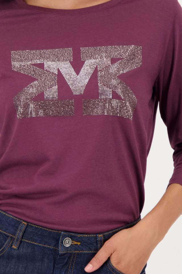 Shirt  Bordeaux With Rhinestones
