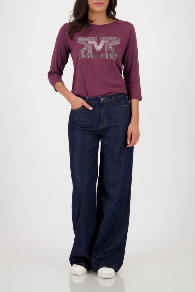 Shirt  Bordeaux With Rhinestones