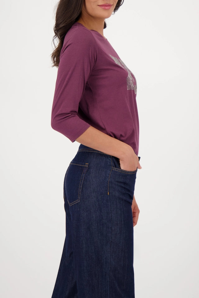 Shirt  Bordeaux With Rhinestones