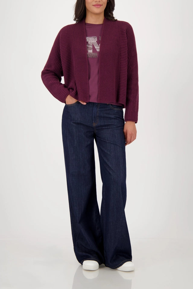 Knitted Cardigan With Ribbed Texture