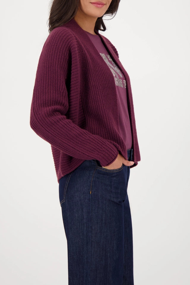 Knitted Cardigan With Ribbed Texture