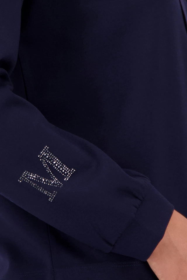 Navy Sweatshirt With Decorative Detail