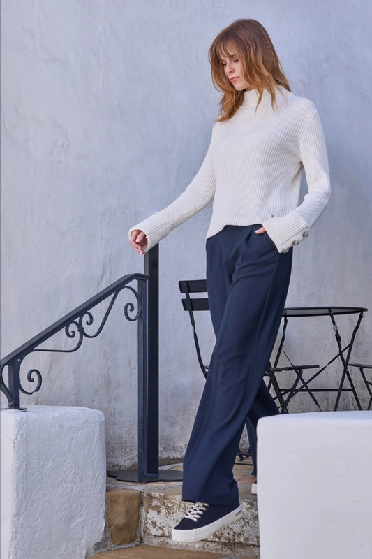 Straight-leg Navy Trousers
