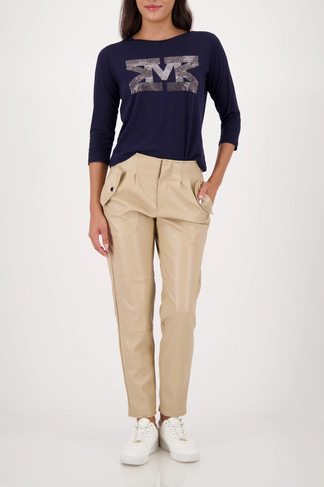 Navy Shirt With Rhinestones