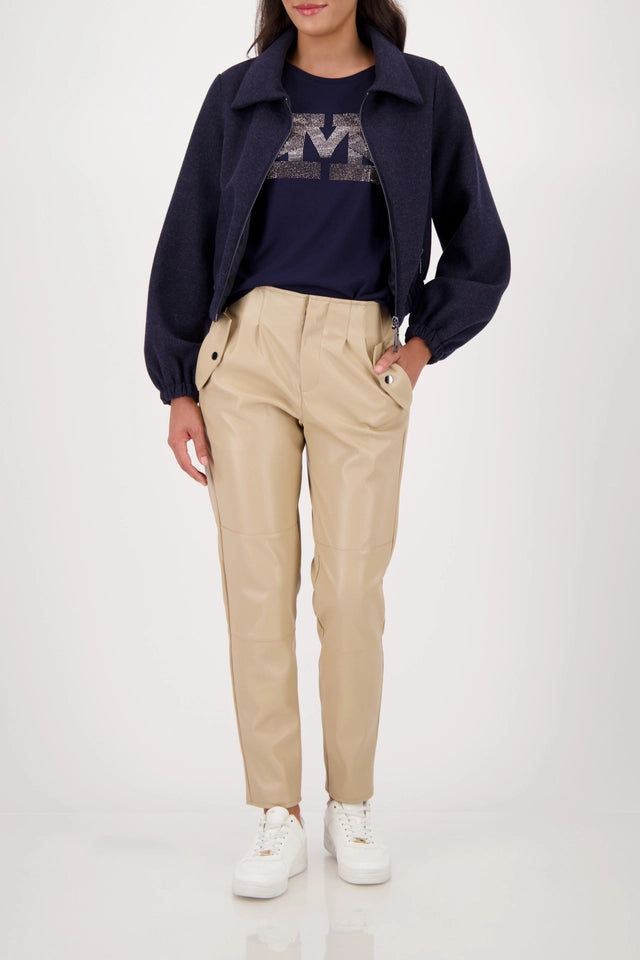 Navy Shirt With Rhinestones