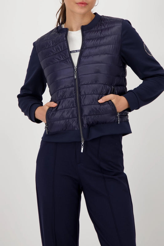 Navy Quilted Jacket With Neoprene