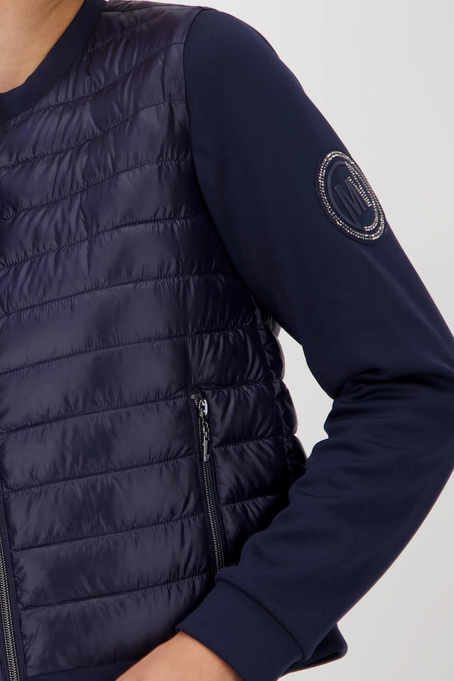 Navy Quilted Jacket With Neoprene