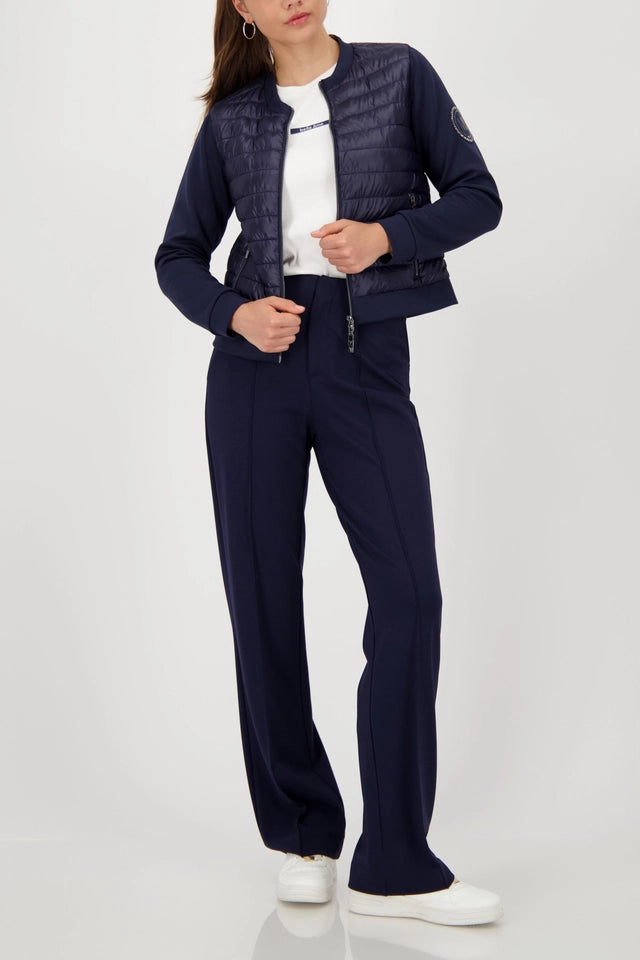 Navy Quilted Jacket With Neoprene